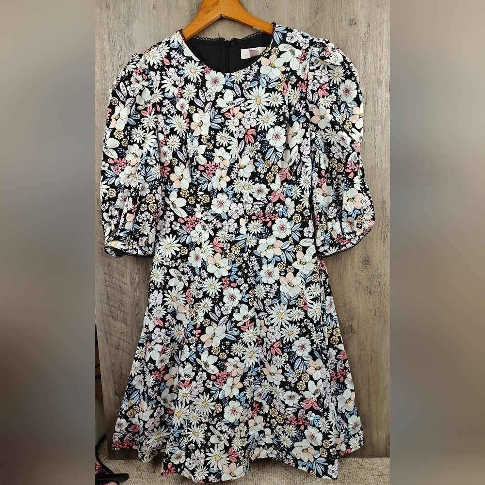 Rachel Parcell Floral Cotton Puff Sleeves Mini Dress Size LG - Picture 8 of 15